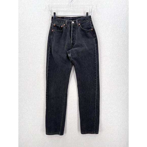 Levi's Denim - LEVIS Vintage 501 Jeans Womens 28 x 32 Black High Rise Button Fly 1990s Y2K
